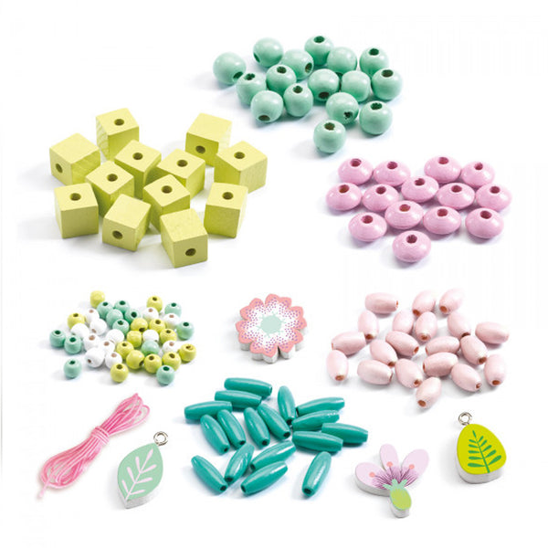 Træperler med Blomster