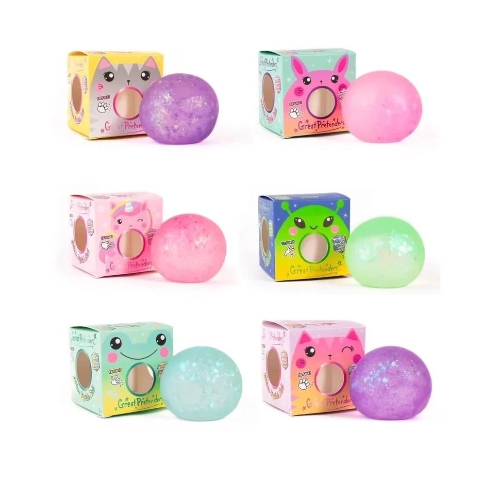 Glitterally Amazing Squishy Balls - Flere Varianter (1 stk) fra Great Pretenders