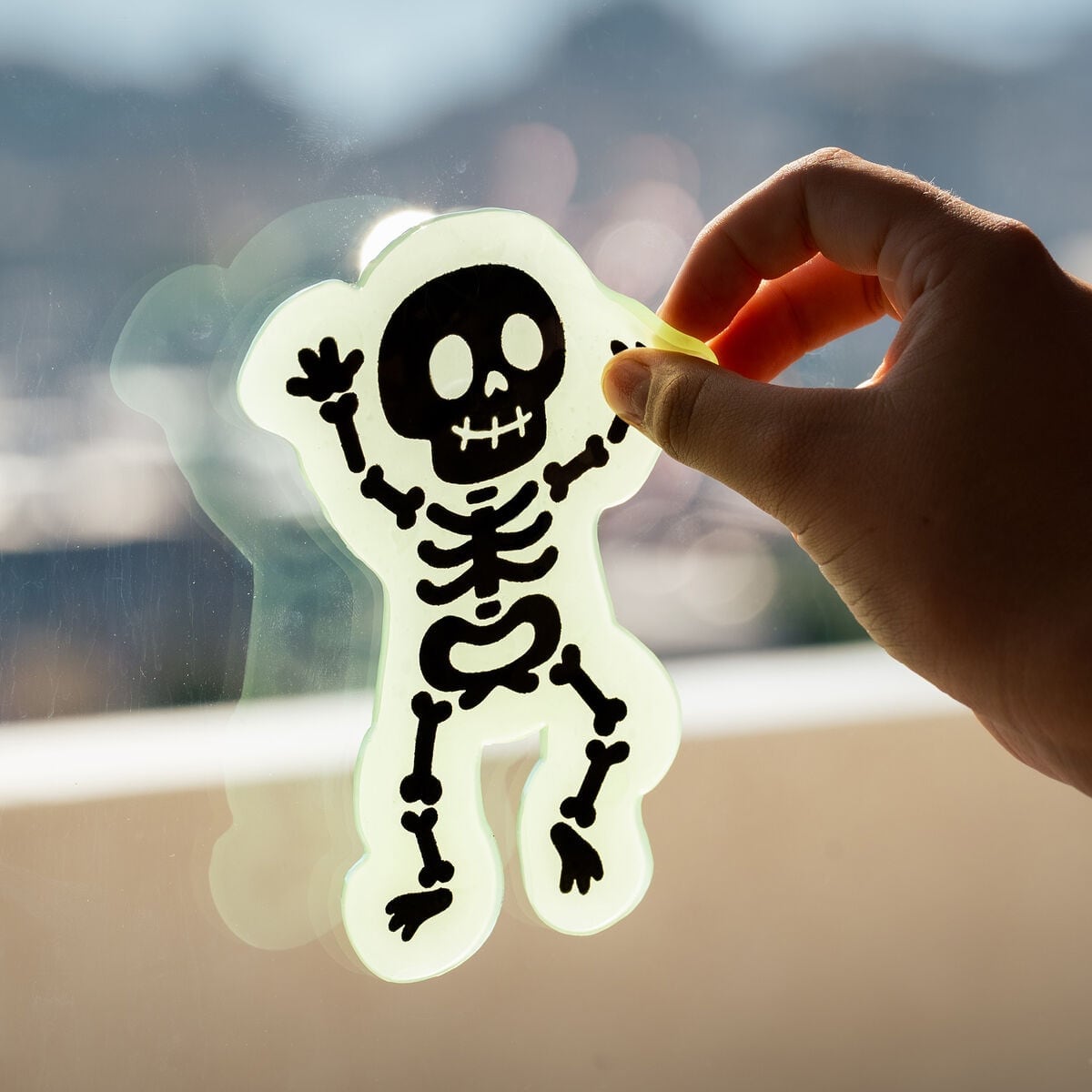 Selvlysende Halloween Gel Stickers med Skelet fra Legami